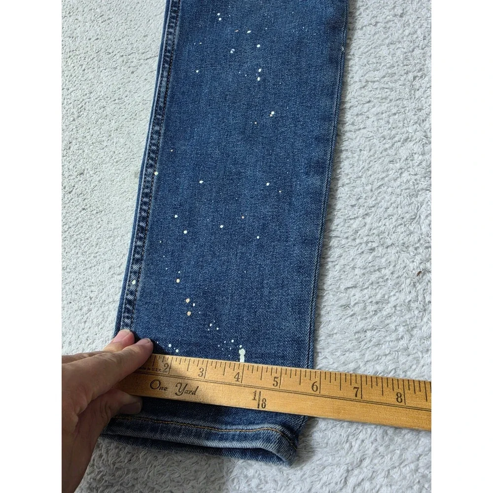 Hudson Zack Skinny Mens 33 Jeans Blue Paint Splatter Distressed Articulated Knee
